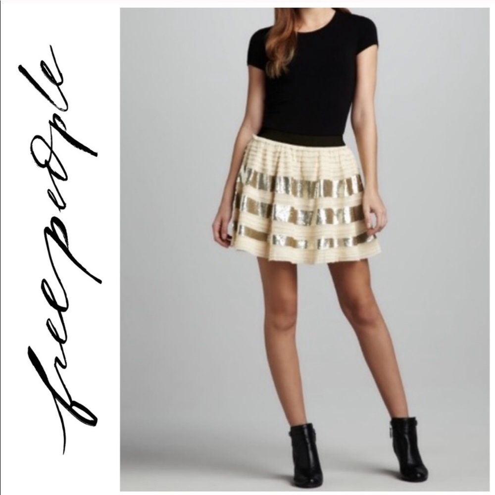 NWT Free People sequin Ruffle Skirt Medium M